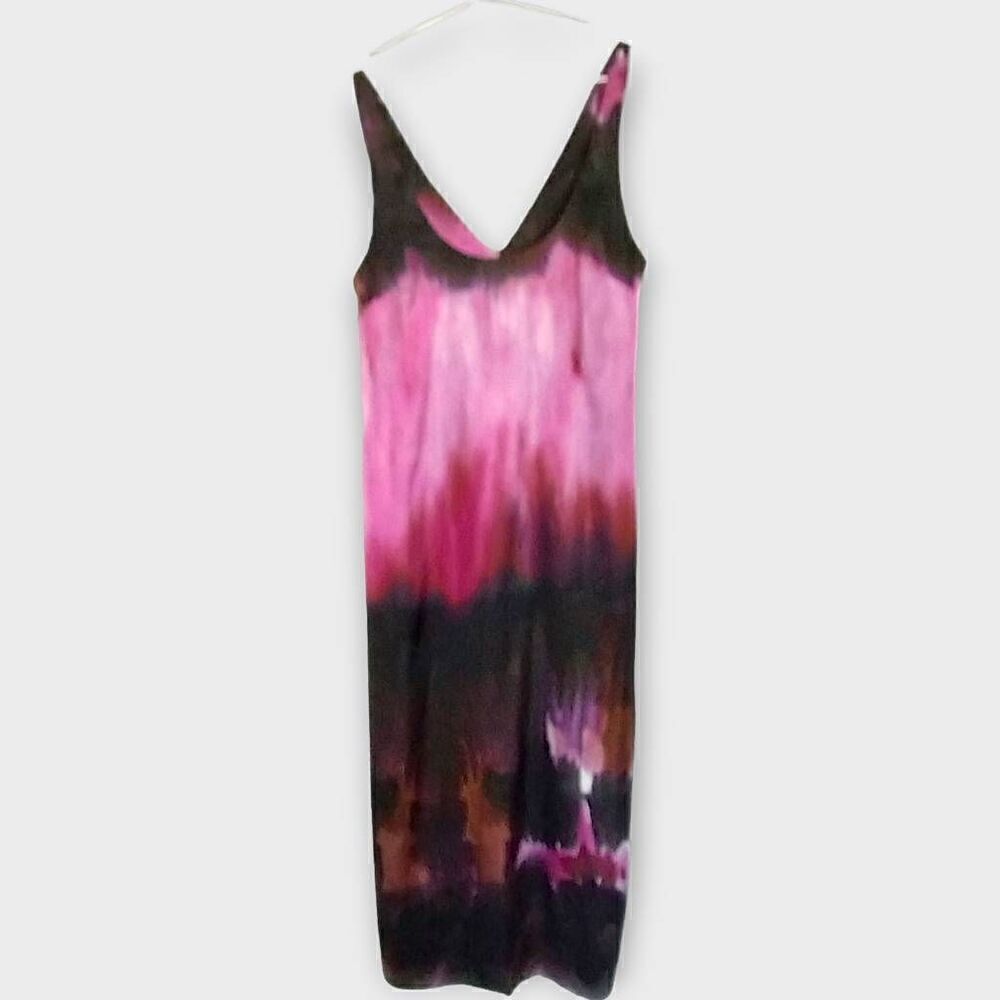 Topshop Womens‎ Dress Sz 4 Maxi Slip Dress Purple Silky TieDye Witchycore Boho